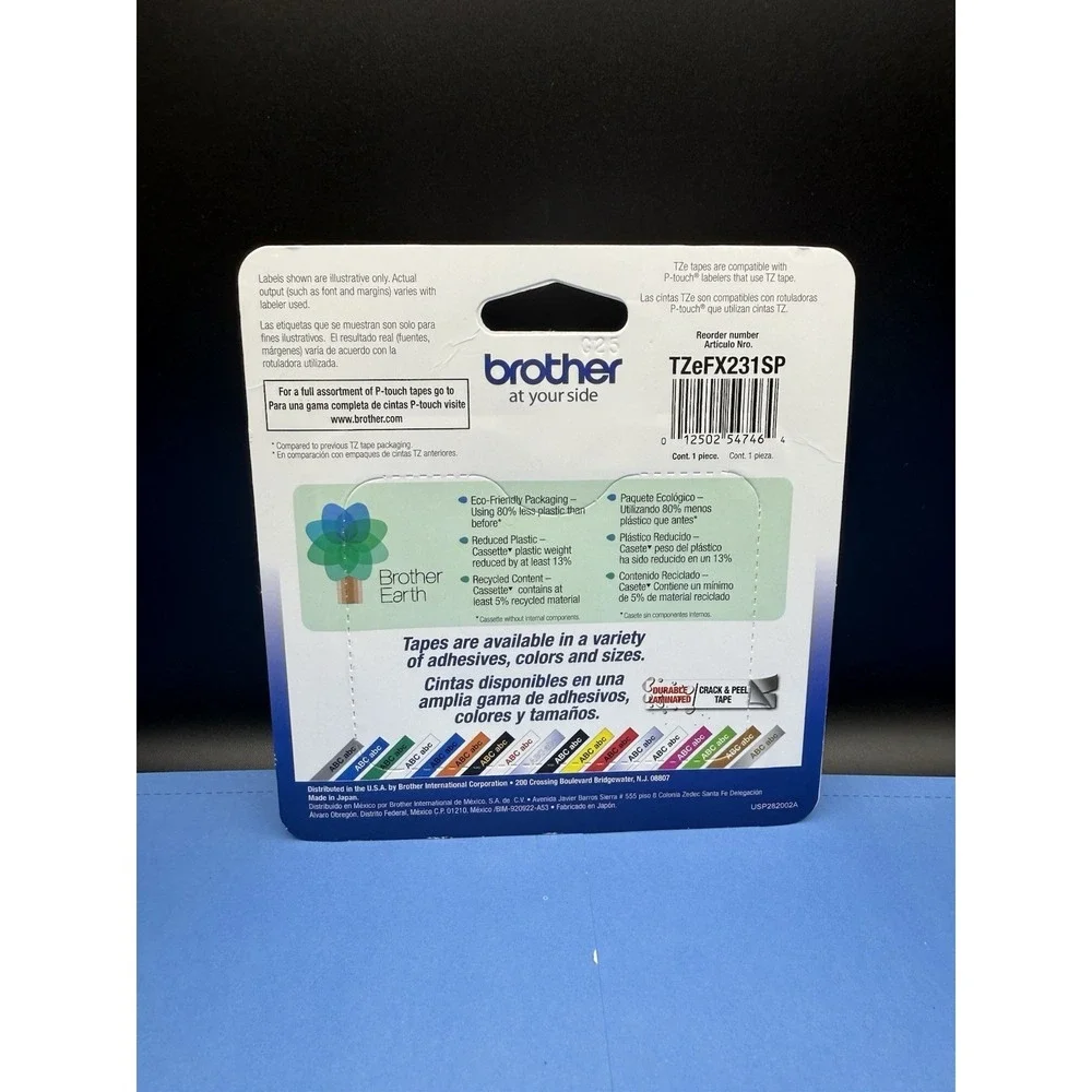 Brother P-Touch TZe-FX231  (12mm x 8m) Laminated Cable Wire Labeling Tape New